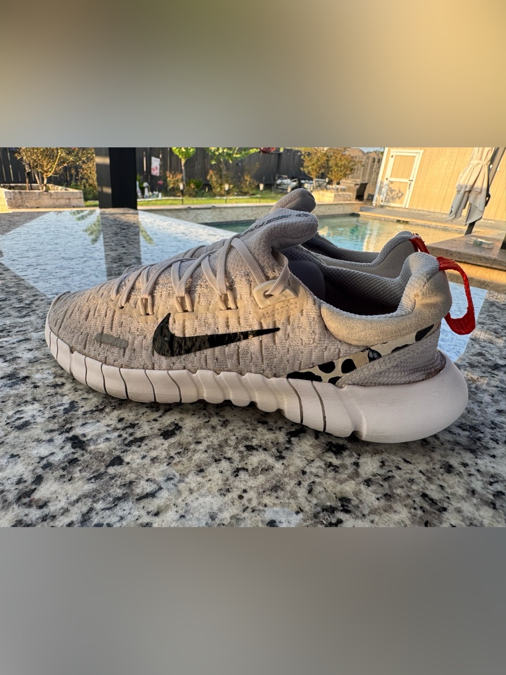 Nike Running Sneakers in Light Gray with Black Swoosh and Spot Accent